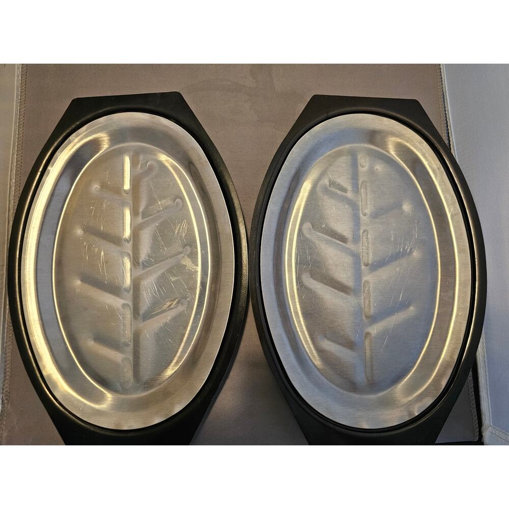 Lot of 2 Vintage Nordic Ware Platter Holder Steak/Fajita Server Plate